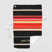 Moderne Racing Stripes Rood Zwart Goud Gepersonali Golfhanddoek (Insitu)