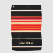 Moderne Racing Stripes Rood Zwart Goud Gepersonali Golfhanddoek (Voorkant)