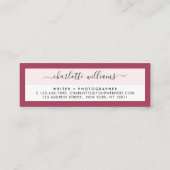 Moderne Racy Red Elegant Calligraphy Appointing Mini Visitekaartje (Achterkant)