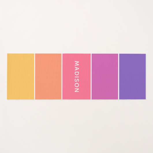 Moderne Rainbow Colorblock, gepersonaliseerde naam Yogamat (Voorkant (horizontaal))