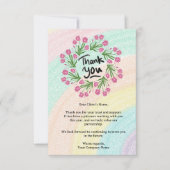 Moderne Rainbow Floral Small Business Client Bedankkaart (Voorkant)