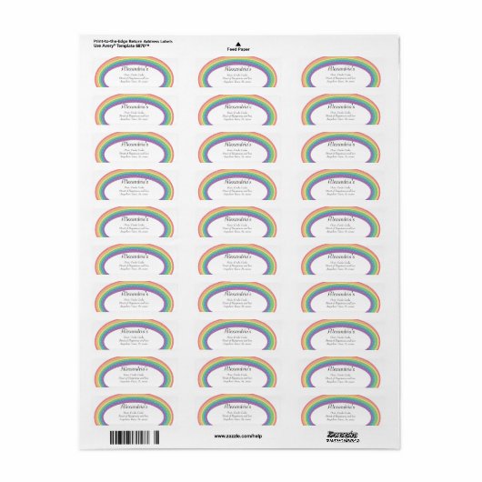 Moderne Rainbow Gender Neutral Shower Invitation Etiket (Full Sheet)