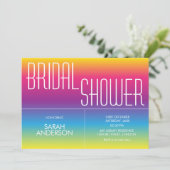 Moderne Rainbow Gradient Bruids Douche Uitnodiging (Staand voorkant)