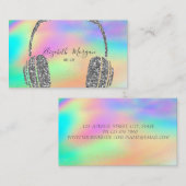 Moderne Rainbow Holografische Glitter Hoofdtelefoo Visitekaartje (Voorkant / Achterkant)