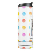 Moderne Rainbow Spotty Pattern Foto gepersonalisee Thermosbeker (Gedraaid links)