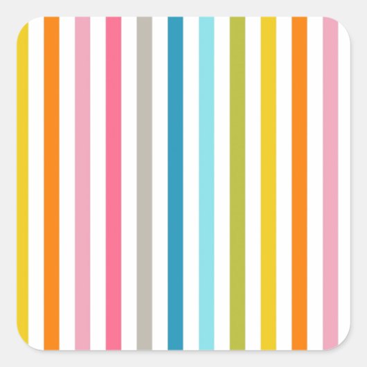 Moderne Rainbow Trendy kleurrijke strepen Vierkante Sticker (Voorkant)