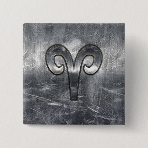 Moderne Ram Zodiac Grunge Vervallen Stijl Vierkante Button 5,1 Cm