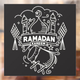 Moderne Ramadan Kareem Zwart en Wit Raamsticker
