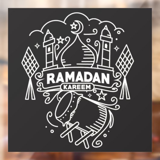 Moderne Ramadan Kareem Zwart en Wit Raamsticker (Vel 2)