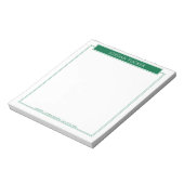 Moderne rand donkergroene naamplaat school kantoor notitieblok (Linkerzijde)