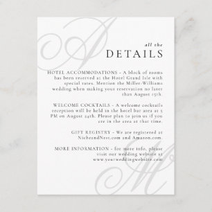 Moderne rand Elegant minimaal monogram Details Informatiekaartje