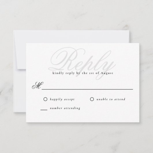 Moderne rand Elegante Minimale Monogram Bruiloft RSVP Kaartje (Voorkant)