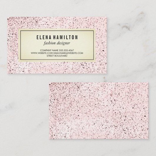 Moderne rand gespikkelde patroonroze visitekaartje (Voorkant / Achterkant)