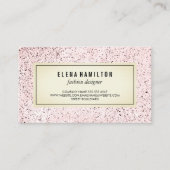 Moderne rand gespikkelde patroonroze visitekaartje (Voorkant)