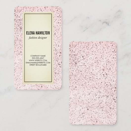 Moderne rand gespikkelde patroonroze visitekaartje (Voorkant / Achterkant)