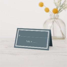 Moderne rand minimalistische blauwe huwelijksplaat plaatskaartje