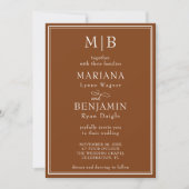 Moderne rand minimalistische boho bruine bruiloft kaart (Voorkant)