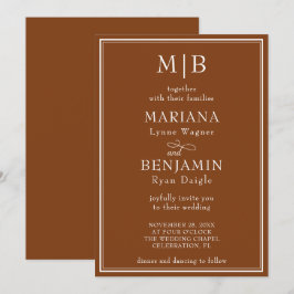 Moderne rand minimalistische boho bruine bruiloft kaart