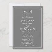 Moderne Rand Minimalistische Boho Grijze Bruiloft Kaart (Voorkant)