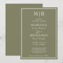 Moderne Rand Minimalistische Boho Groene Trouw