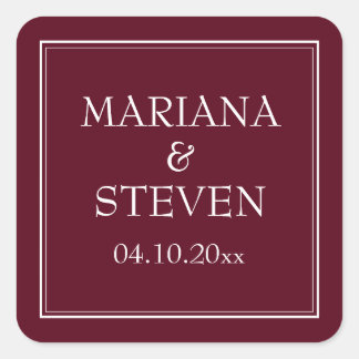 Moderne Rand Minimalistische Bourgondiër Vierkante Sticker