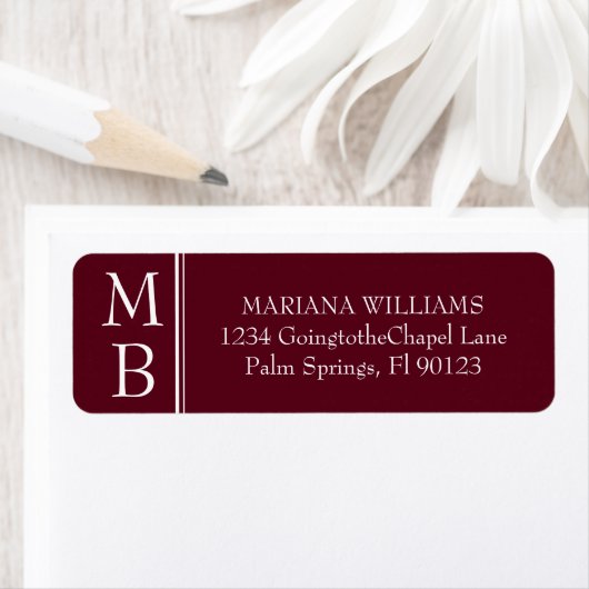 Moderne Rand Minimalistische Burgundy Etiket (Insitu)