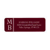 Moderne Rand Minimalistische Burgundy Etiket (Voorkant)
