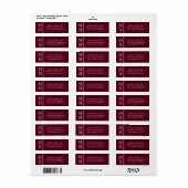 Moderne Rand Minimalistische Burgundy Etiket (Full Sheet)