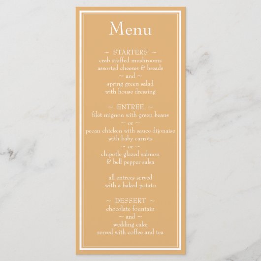 Moderne rand minimalistische gele trouwmenu menu (Voorkant)