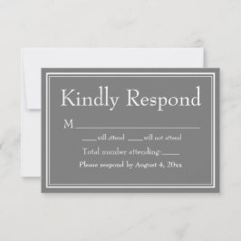 Moderne rand minimalistische grijze RSVP kaart