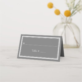 Moderne Rand Minimalistische Grijze Trouwdag Plaatskaartje