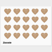 Moderne Rand Minimalistische Tane Beige Bruiloft Hart Sticker (Vel)