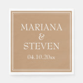 Moderne Rand Minimalistische Tane Beige Servetten (Voorkant)