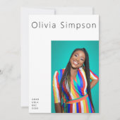 Moderne rand Simple White Photo Black Onyx Afstude Aankondiging (Voorkant)