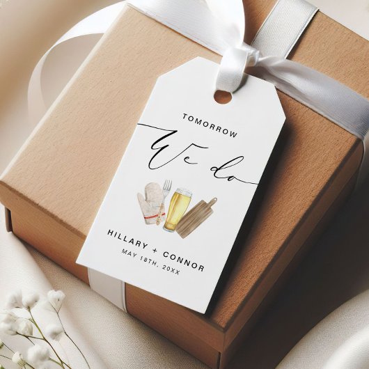 Moderne Randdebiel Morgen doen we Calligraphy BBQ Cadeaulabel