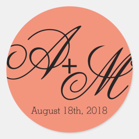 Moderne randmonogram ronde sticker (Voorkant)