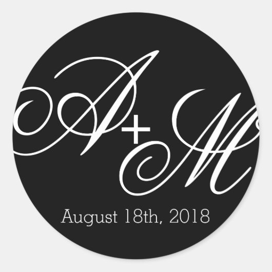 Moderne randmonogram ronde sticker (Voorkant)