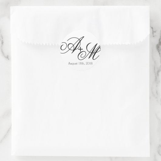 Moderne randmonogram ronde sticker (Tas)