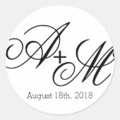 Moderne randmonogram ronde sticker (Voorkant)