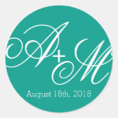 Moderne randmonogram ronde sticker (Voorkant)