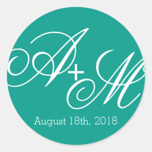 Moderne randmonogram ronde sticker