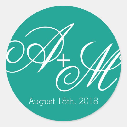 Moderne randmonogram ronde sticker (Voorkant)