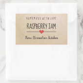 Moderne Raspberry jam karton zelfgemaakt met liefd Rechthoekige Sticker (Tas)
