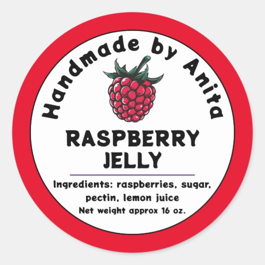Moderne Raspberry Jam of Jelly Canning Jar Label (Voorkant)