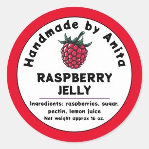Moderne Raspberry Jam of Jelly Canning Jar Label