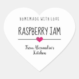 Moderne Raspberry jam wit zelfgemaakt met liefde Hart Sticker