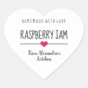 Moderne Raspberry jam wit zelfgemaakt met liefde Hart Sticker