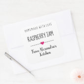 Moderne Raspberry jam zelfgemaakt met liefde Vierkante Sticker (Envelop)
