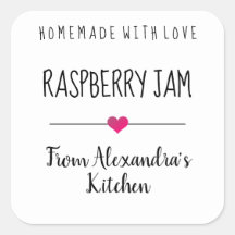 Moderne Raspberry jam zelfgemaakt met liefde