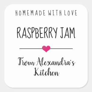 Moderne Raspberry jam zelfgemaakt met liefde Vierkante Sticker